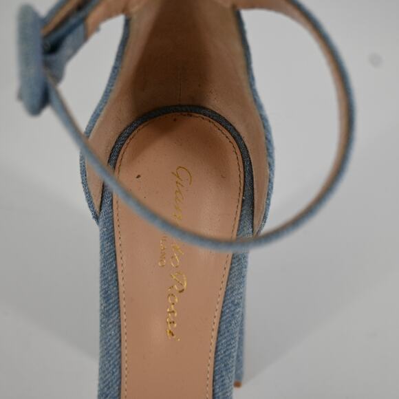 Gianvito Rossi Sheridan Blue Denim Platform Heels Size 37.5 - Picture 6 of 13